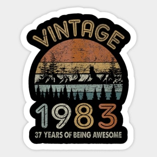 37 Years Old Retro Vintage 1983 37th Birthday Gifts Sticker